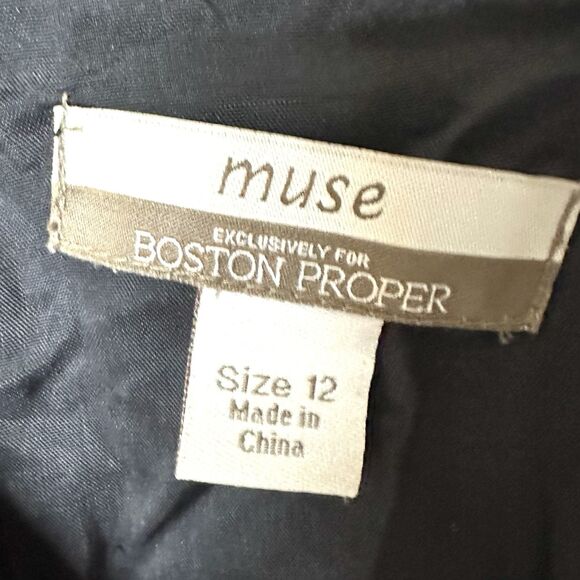 Muse Boston Proper Velvet Dress 12 Midi Sleeveless Floral Burgundy - Picture 2 of 10